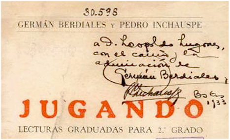 Dedicatoria de Germán Berdiales a Leopoldo Lugones