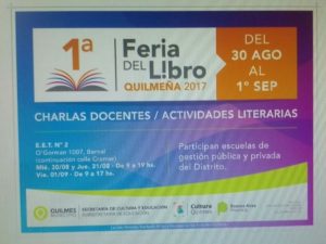 Flyer de la primera feria del libro de Quilmes